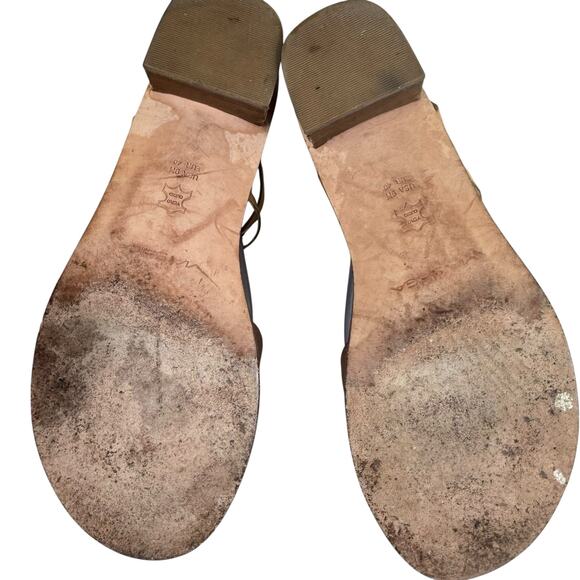 Via Spiga Leather Two Tone Strappy Wooden Heeled Open Toe Sandals Women's Size 9 - Picture 4 of 7